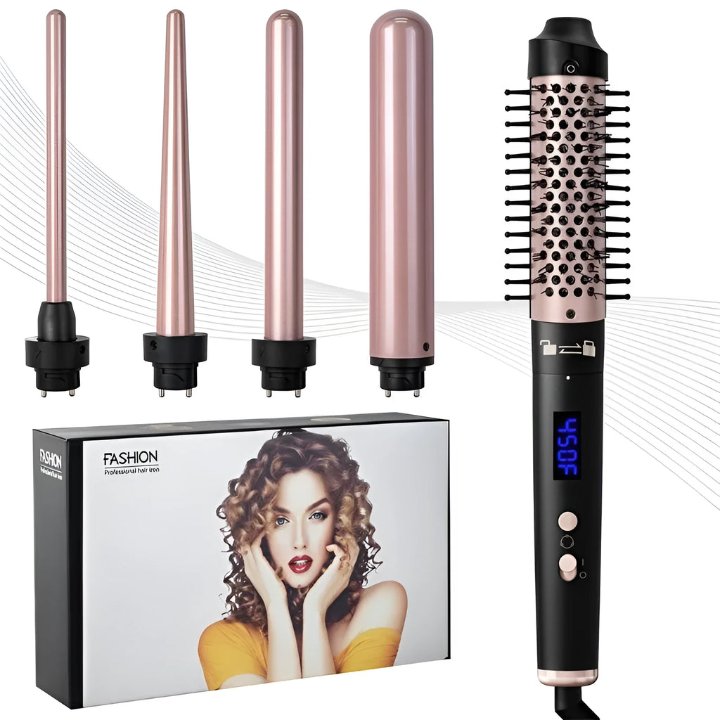 Automatic large wave hair curler in rose gold colour with hair bands