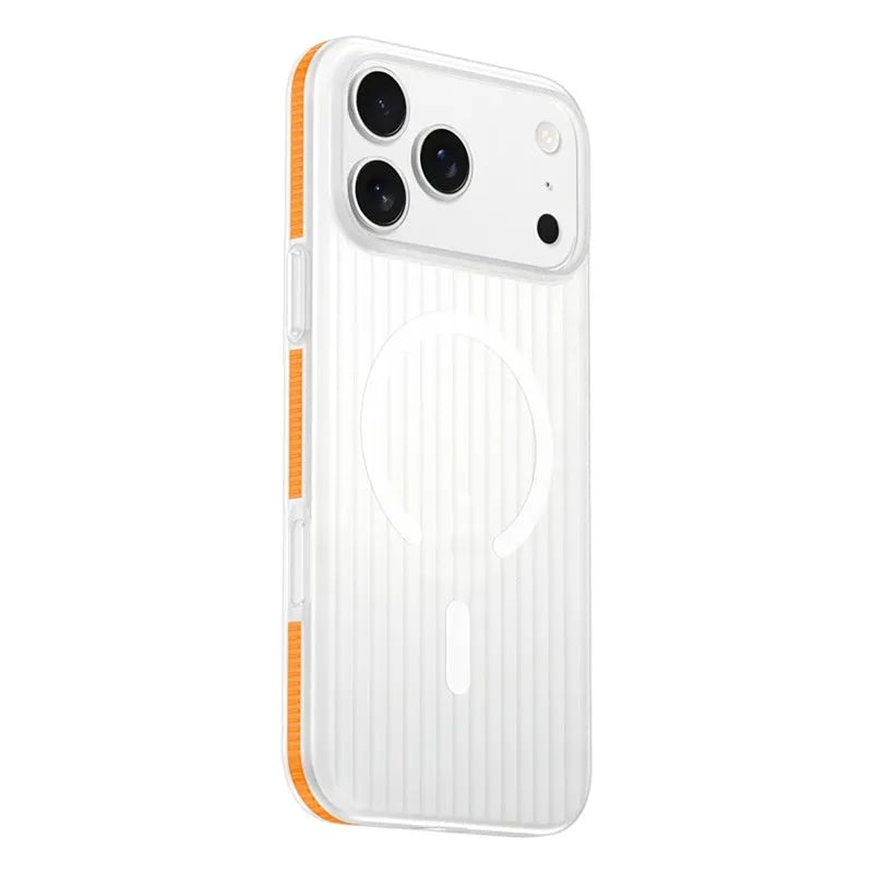 Corrugated magnetic anti-slip frosted PC phone case for iPhone 13 to 17 series in black