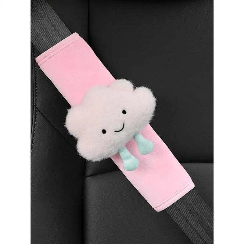 Creative cartoon plush car seat belt shoulder protector with cloud pattern, universal fit