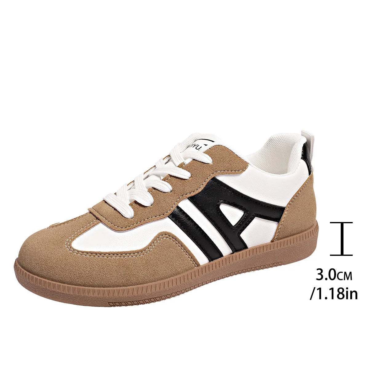 Women's retro colour matching lace-up jogging shoes in grey, showing cross-strap detail and platform sole.