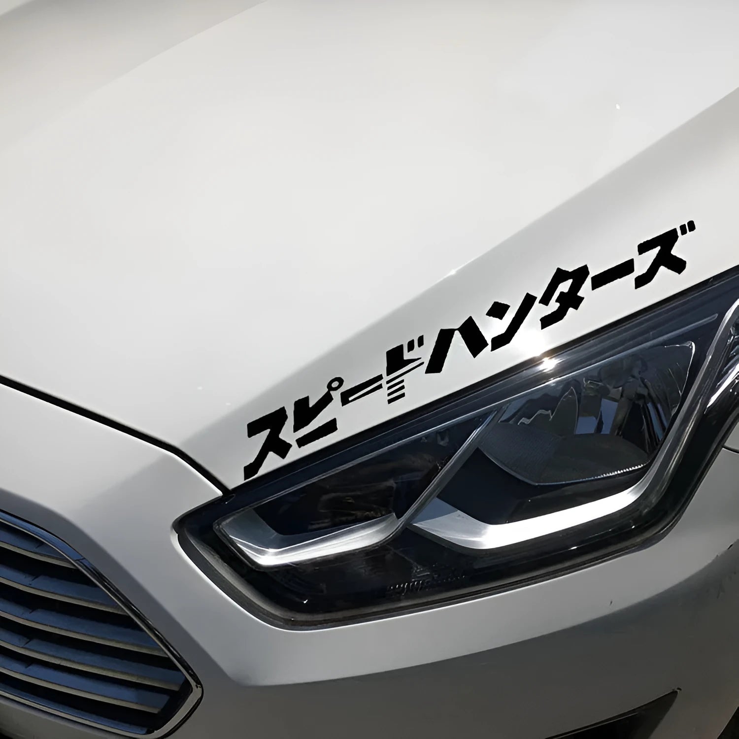35x35cm square reflective PET car sticker with Japanese design in black or white