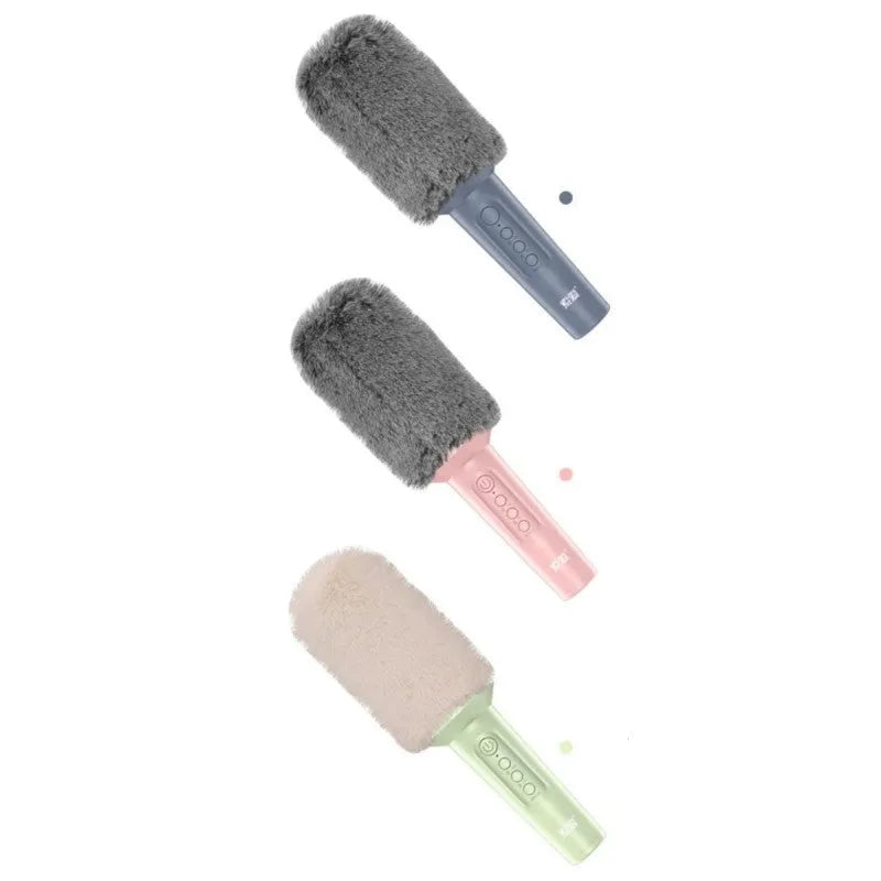 Audio integrated wireless Bluetooth USB karaoke microphone in pink, blue and green colour options
