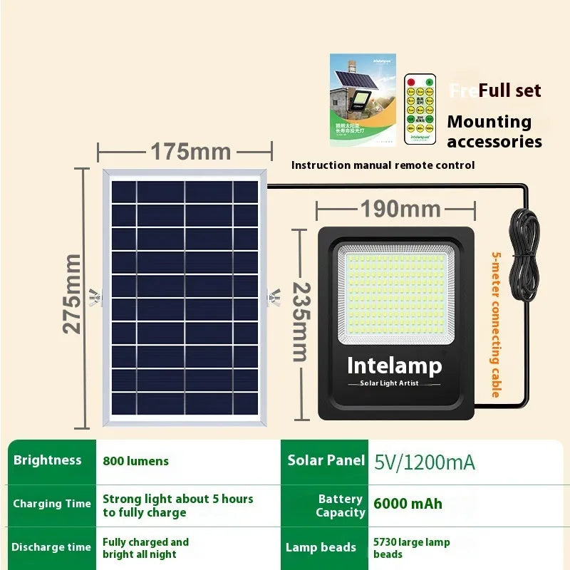 Outdoor solar-powered LED light with IP65 waterproof rating for garden and courtyard illumination