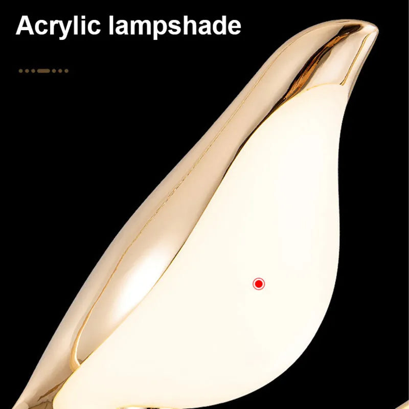 Modern minimalist magpie bird chandelier light fitting in zinc alloy and acrylic