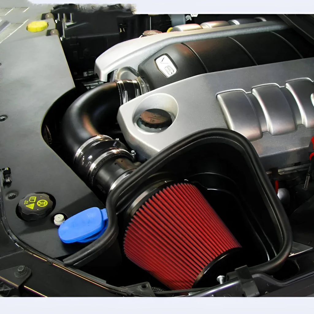 76mm mushroom head car air filter with PU and aluminium alloy body, 10cm inlet height, shown with clamp.