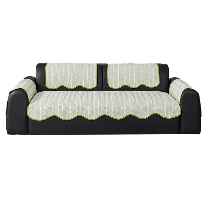 Special-shaped straight row ice silk sofa cover with non-slip cushioning in grey colour