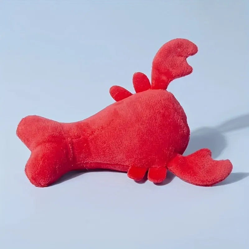 Red lobster squeaky dog toy measuring 12.5 cm for small and medium breeds