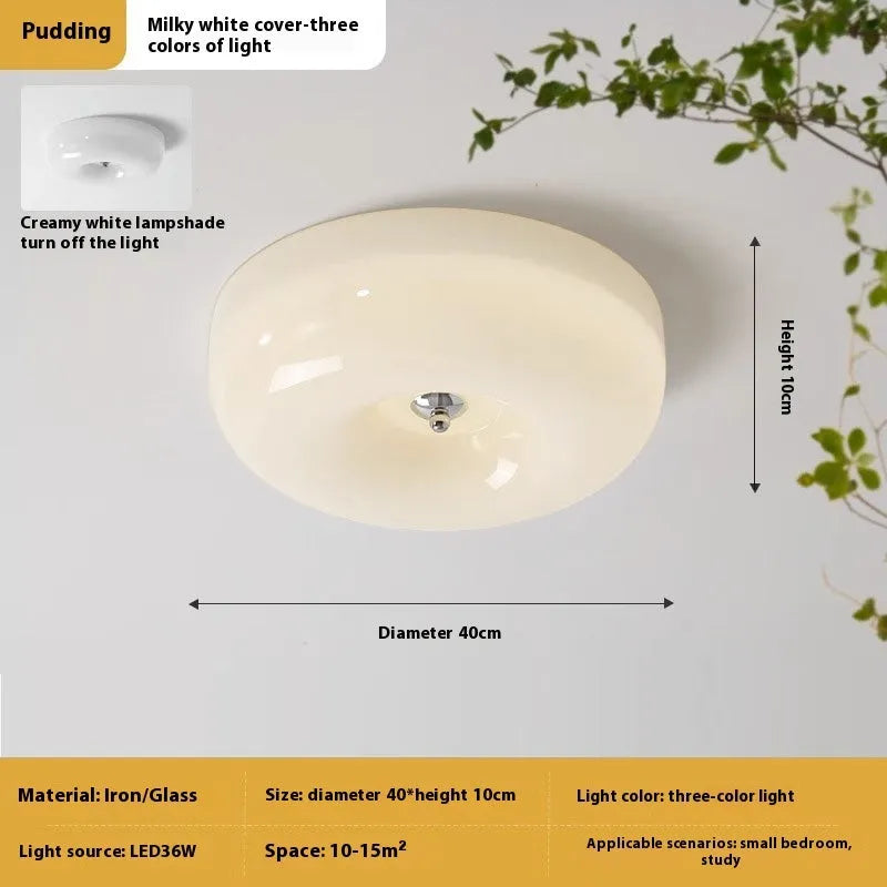 American style cream coloured bedroom ceiling light fixture with three-colour settings.