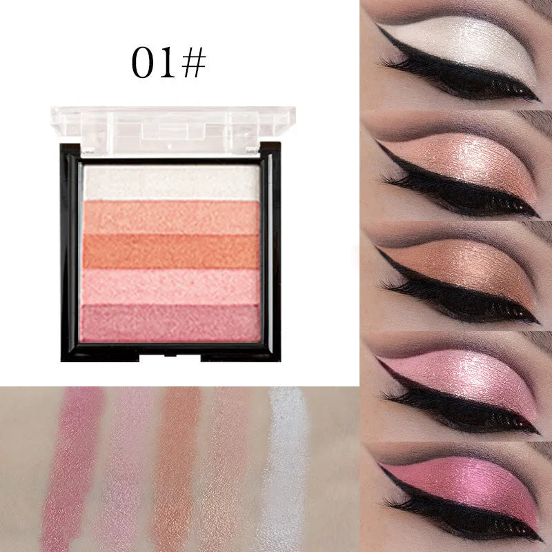 Highlight eye shadow plate with six colour options for natural three-dimensional facial contouring