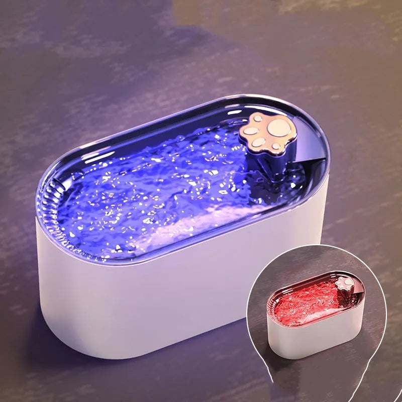 Berlin blue automatic pet water fountain with LED light indicator and triple filtration system