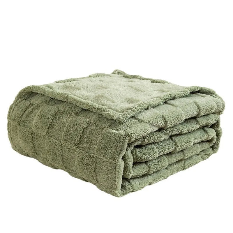 Geometric pattern polyester sofa blanket in dark grey, laid out to show size.