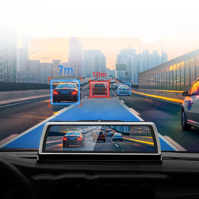 Road Detective K500 center console dash cam with 170° angle and 12MP sensor, 275mm wide.
