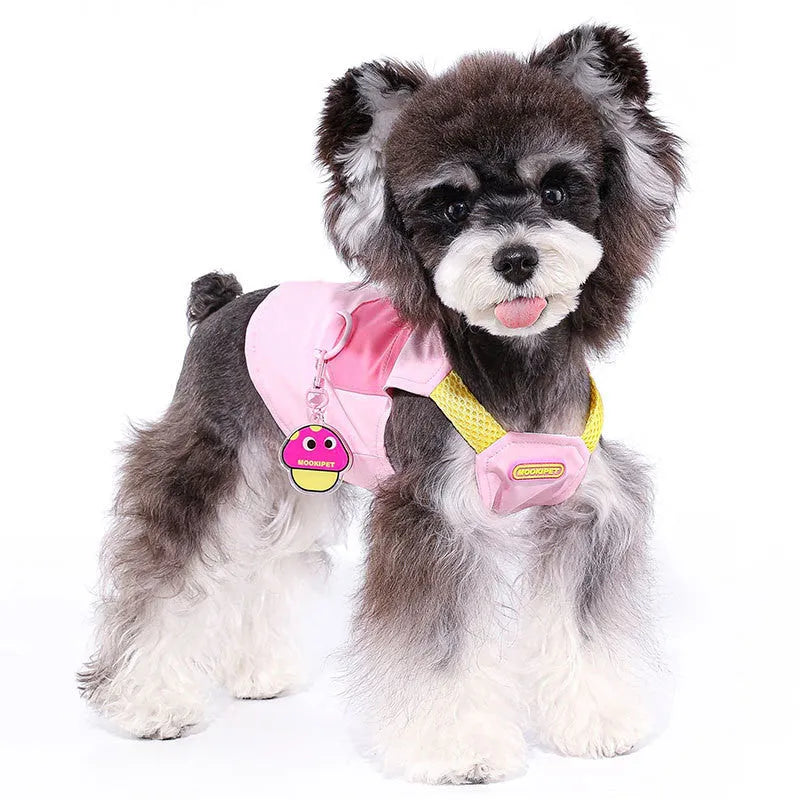 Pink polyester dog vest for small breeds on Bichon Frise or similar dog