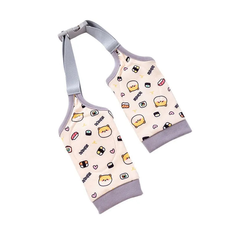 Adjustable dog knee protector wrap with thick elbow padding and matching scarf in blue, grey, or yellow