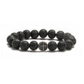 Stainless steel geometric bracelet with a large 19mm volcanic rock coloured agate stone.