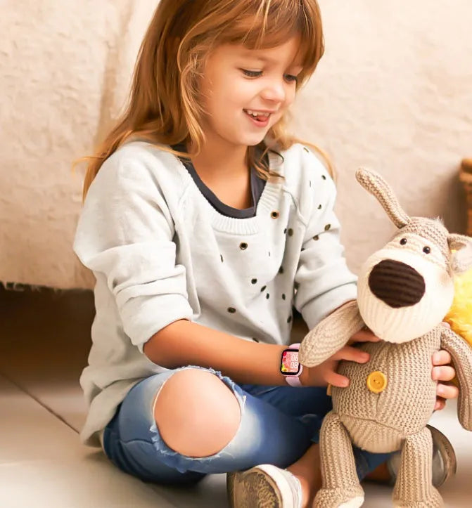 Blue H39T smart children's watch with TPU strap showing 1.4 inch screen displaying step count.