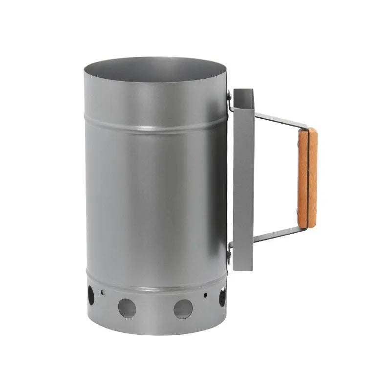 Zinc-iron alloy charcoal fire starter and oven igniter for outdoor barbecues