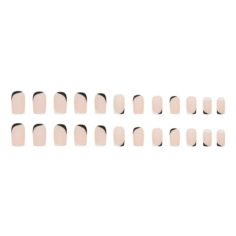 Black and white frosted acrylic false nail set W644 colour for fashion manicures