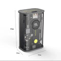 Transparent yellow industrial power bank showing internal aluminum battery case and components
