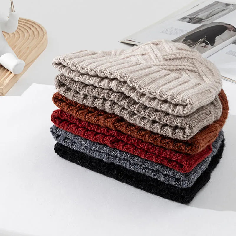 Women's knitted wool winter hat with dome crown in one of six colour options