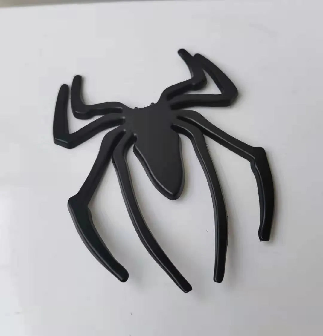 Three-dimensional zinc alloy spider car bumper sticker in gold, silver, black, or red, measuring 7cm by 5cm