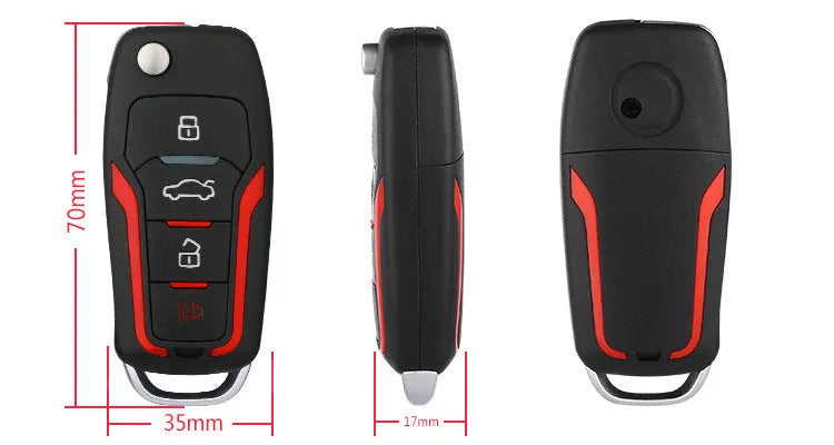 Red and Frosted Black one-way remote control car alarm system with two remotes for 3000m vehicle security