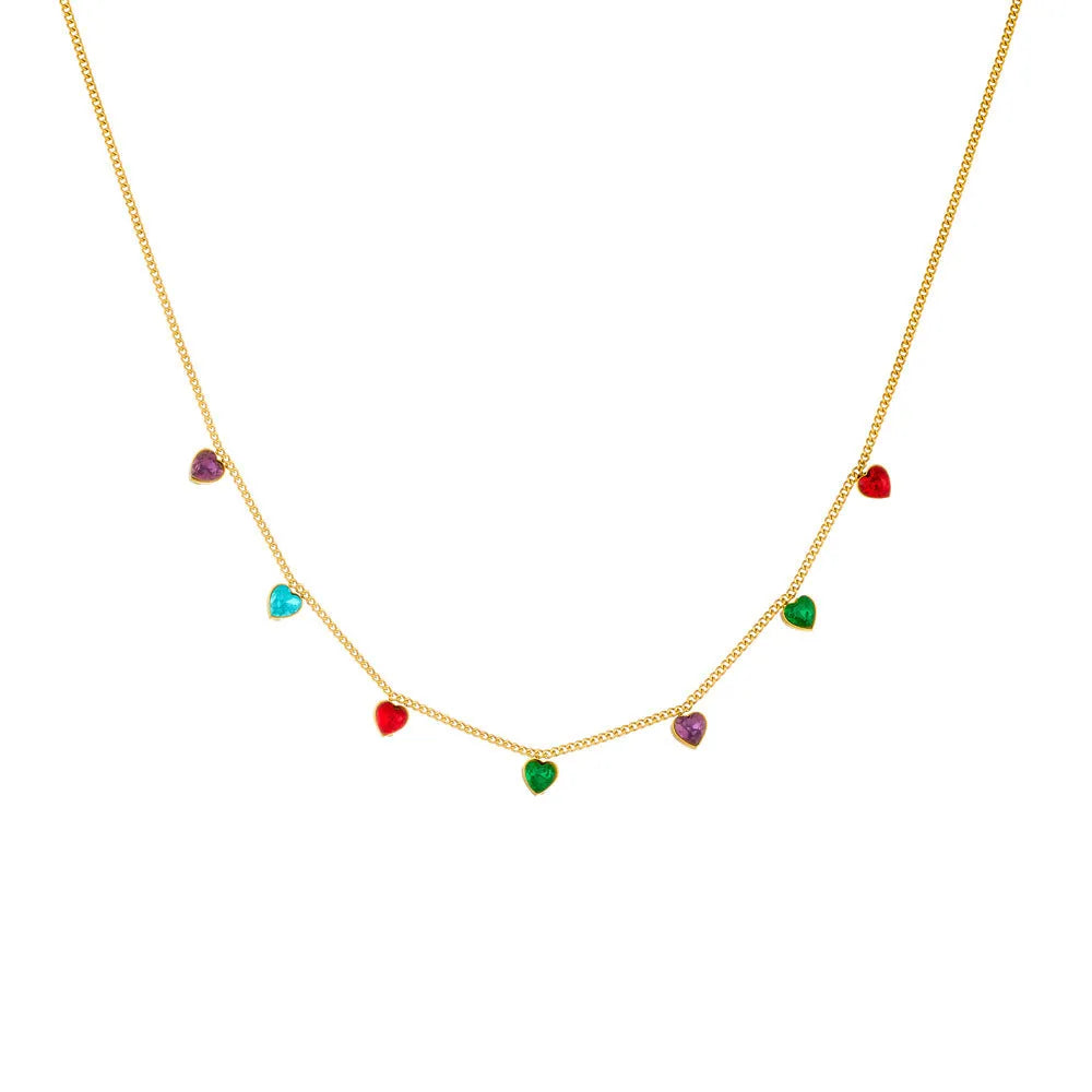 Gold-coloured heart necklace on adjustable stainless steel chain