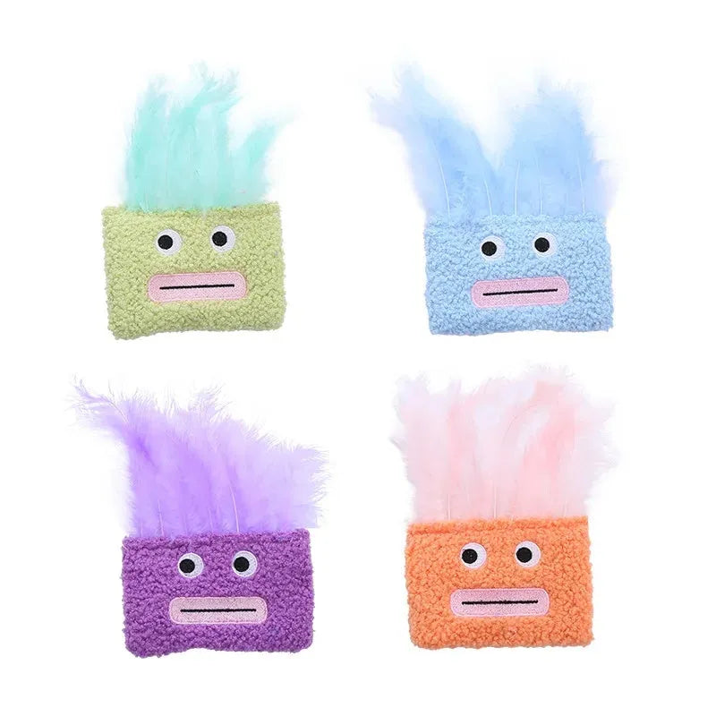 Colourful big mouth explosion head shaped catnip plush toy for cats.