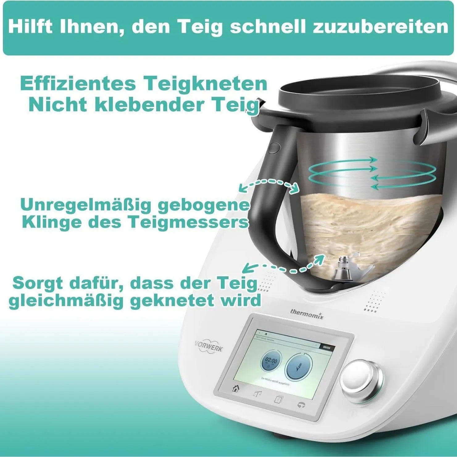 Ceramic dough knife for Thermomix TM6 and TM5 kitchen machines