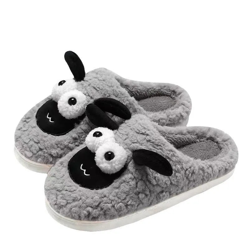 Slip-on thermal cotton slippers with suede upper and PVC sole in brown colour
