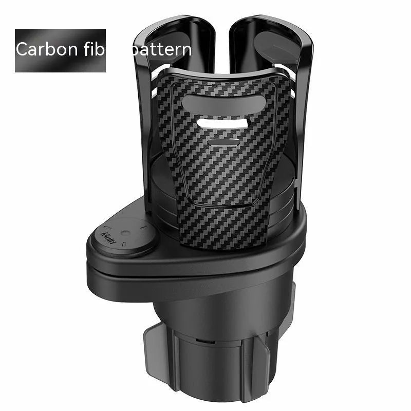 Second generation car cup holder modification accessory in carbon fibre pattern with matte finish
