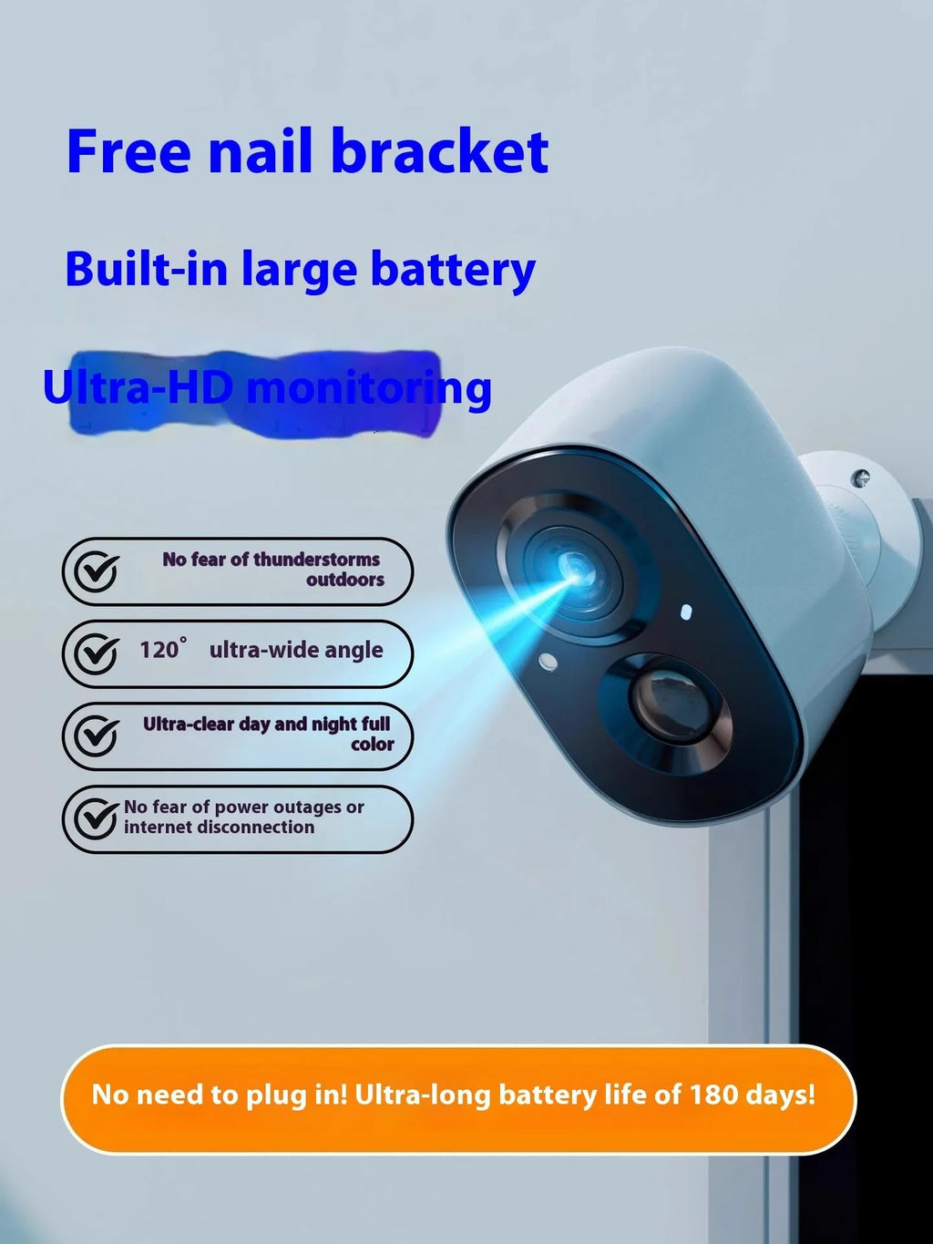 Compact white wireless battery surveillance camera with 1.2 inch ball design for indoor WiFi and 4G security monitoring