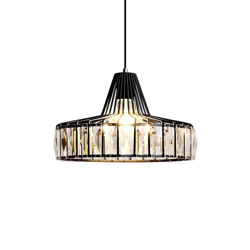 Modern crystal LED droplight ceiling lamp in black or gold with decorative chandelier design