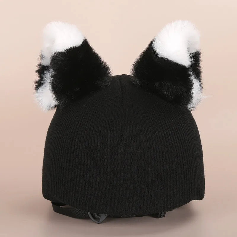 Plush cartoon character ski helmet decoration with elastic headband in assorted designs