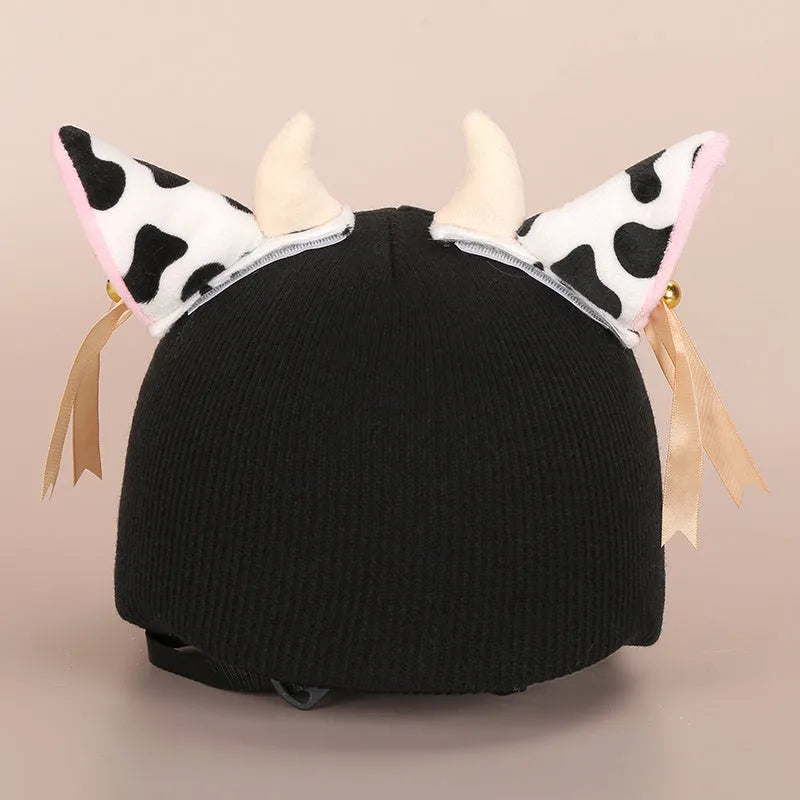 Plush cartoon character ski helmet decoration with elastic headband in assorted designs