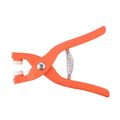 Stainless steel five claw no-sew clothing button and application pliers for children's garments.