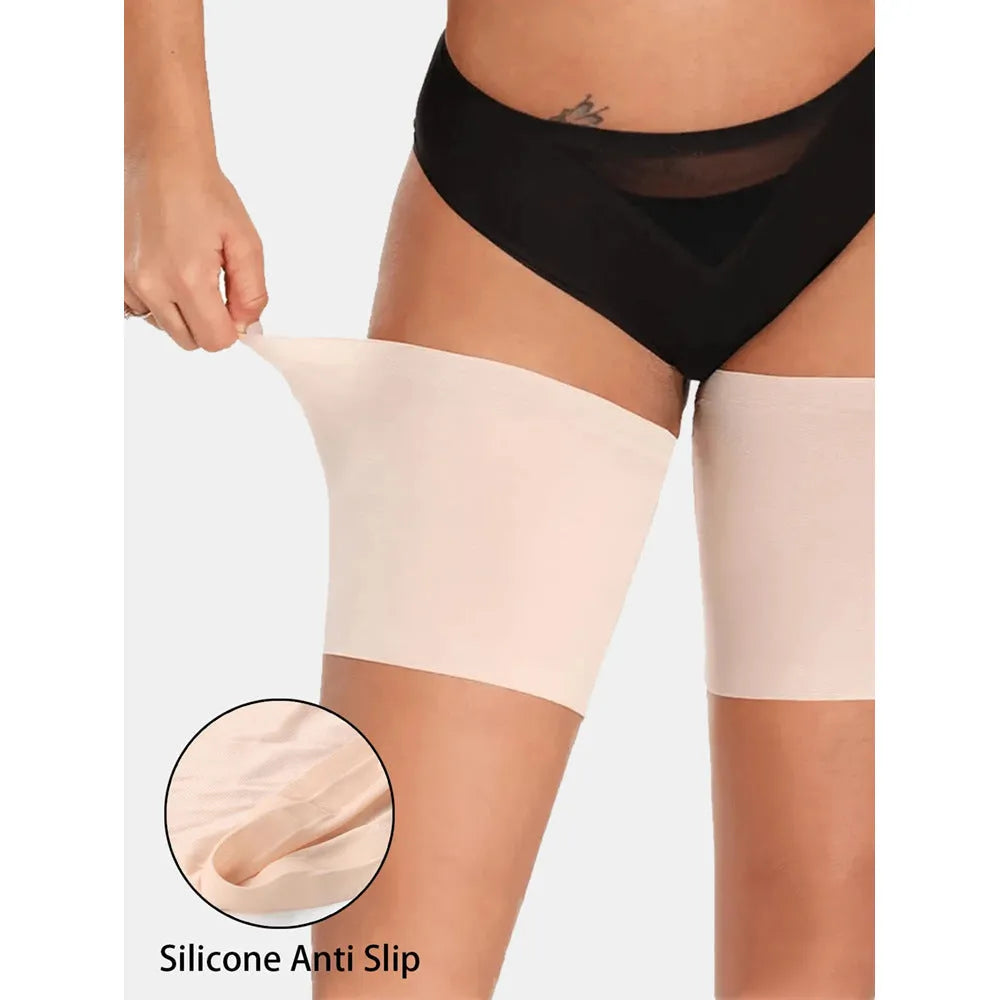 Women's anti-friction silicone thigh straps in black or skin colour, high-elasticity nylon, sizes S to 5XL