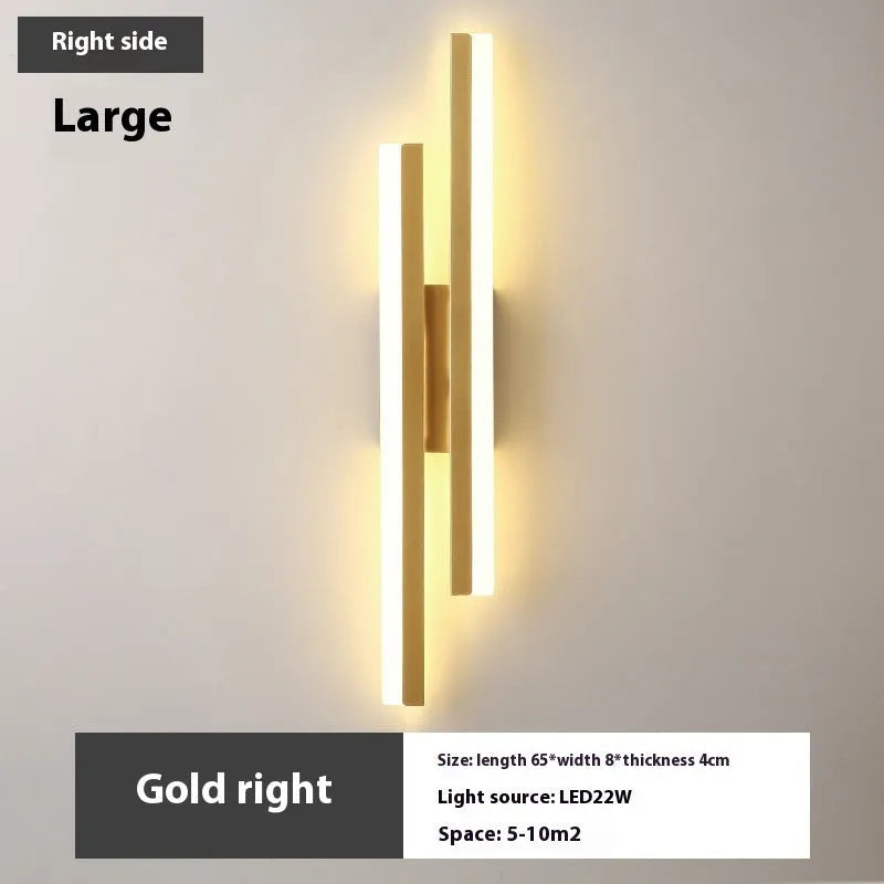 Scandinavian minimalist LED wall light with acrylic shade in black or gold finish, 50cm length