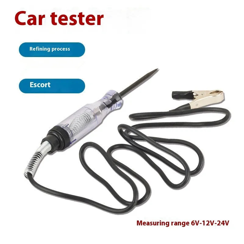 Black 6-24V car test pencil, 150mm plastic electrical measuring pen with black wire for car maintenance.
