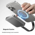 Grey ultra-thin magnetic mobile solid state drive for phones and computers with C to C cable.