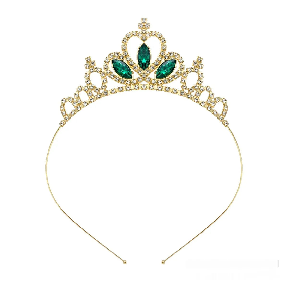 Gold and silver alloy princess crown for girls with coloured gemstone decorations.