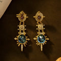 Gold colour geometric round retro stud earrings with court style design