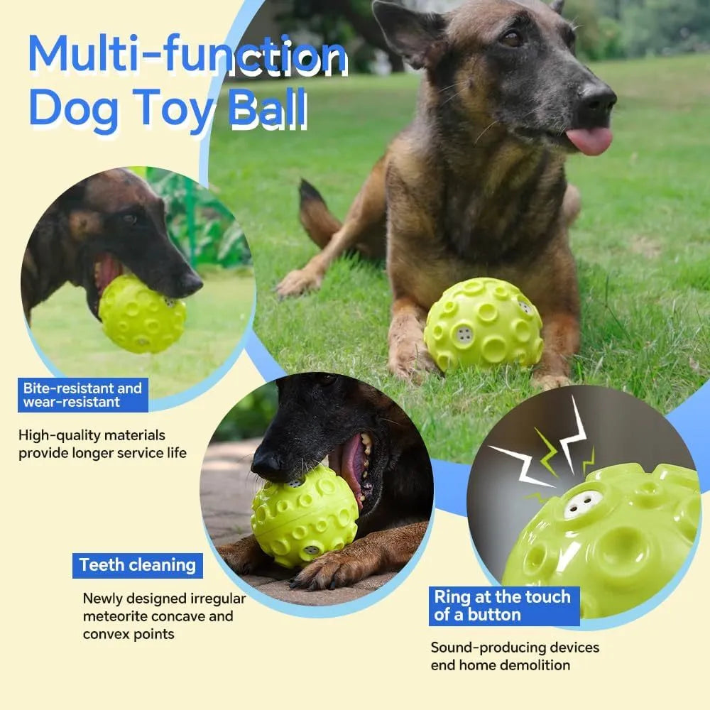 Natural rubber dog toy ball with textured surface in choice of five colours for aggressive chewers