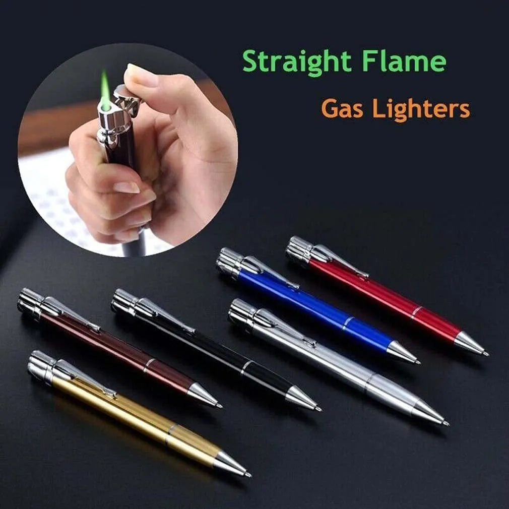 Windproof metal pen jet lighter in six colour options with 14mm diameter slim design
