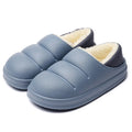 Couple cotton slippers in green with thick EVA sole and warm plush lining for winter garden and home use