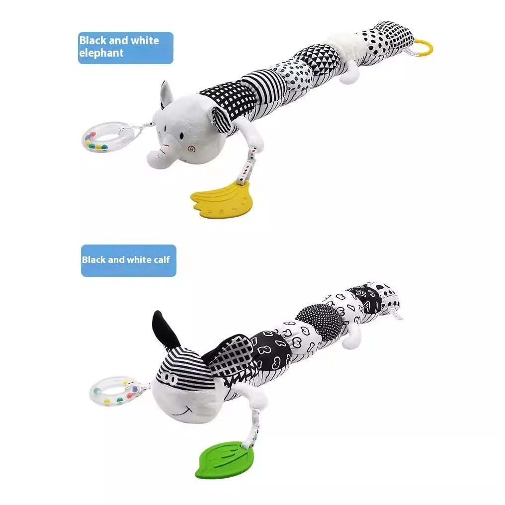 10cm plush rattle toy for infants 0-3 years in elephant, calf and DOL Caterpillar designs