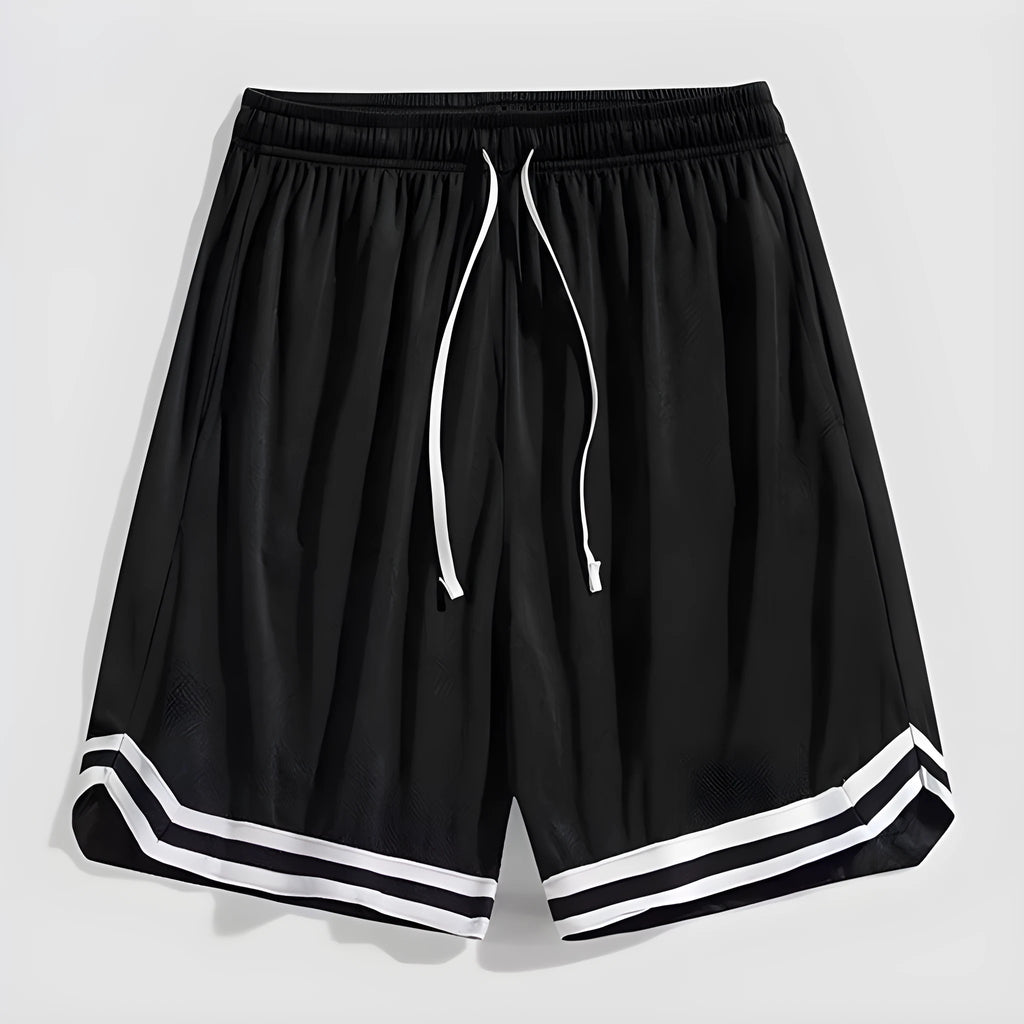 Men's loose casual cropped trousers in a gradient colour pattern.