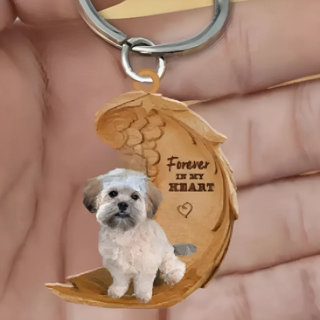 Square acrylic car hanging ornament with a decorative dog picture, 9 cm dimensions.