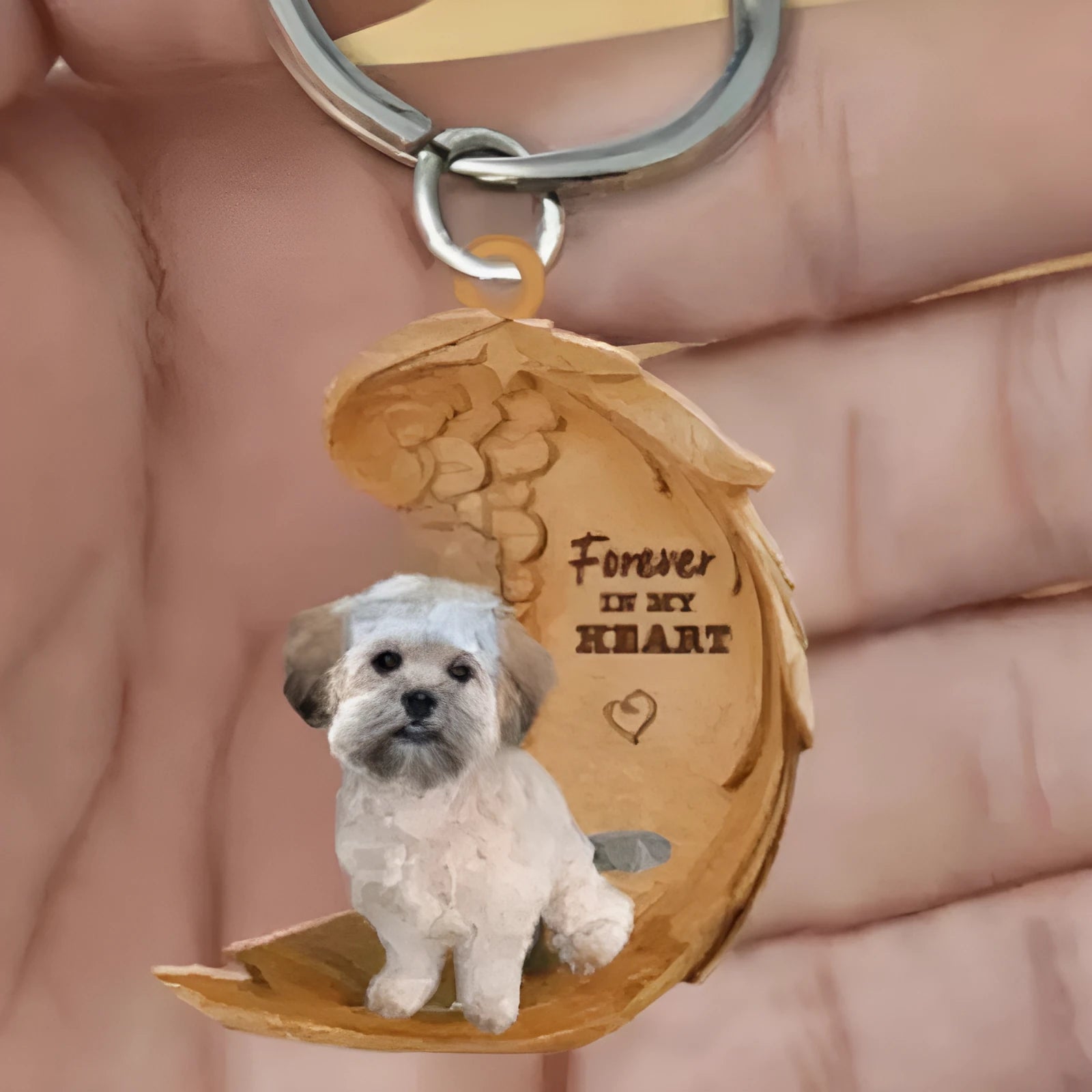 Square acrylic car hanging ornament with a decorative dog picture, 9 cm dimensions.