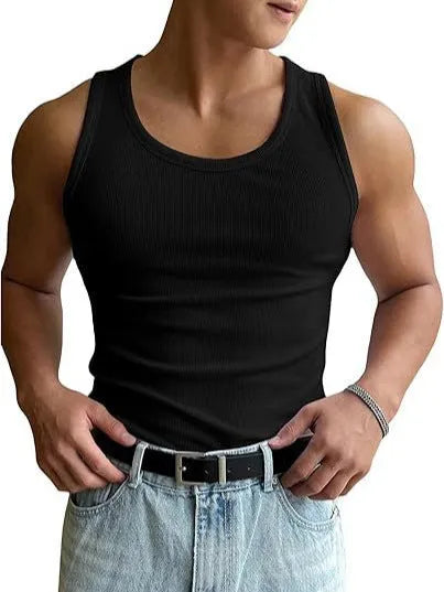 Men's tight fit polyester workout t-shirt with wool lining in black colour